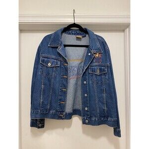 Vintage Disney Denim Jacket Pooh Tigger Blue Embroidered Women's Size 14W-16W